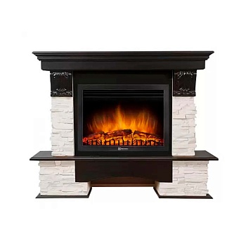 Каминокомплект Electrolux Pietra 25S с очагом EFP/P-2720RLS камень слоновая кость, шпон тёмный дуб