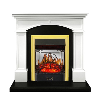 Каминокомплект Royal Flame  Langford - Белый с черным с очагом Majestic FX M Brass