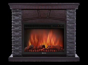 Портал Firelight Porto 30U (угловой) камень черный, шпон венге