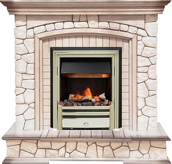 Каминокомплект Dimplex Preston - Белый/Слоновая кость с патиной с очагом Cavendish