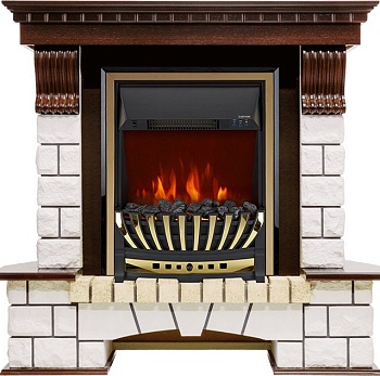 Каминокомплект Dimplex Pierre Luxe - Темный дуб / Белый с очагом Aspen Gold