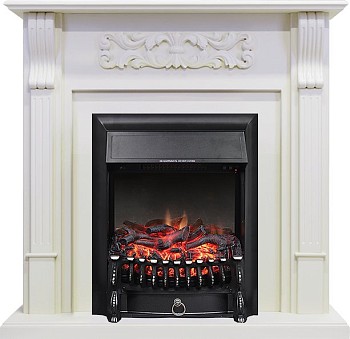Каминокомплект Royal Flame  Venice - Фактурный белый с очагом Fobos FX Black