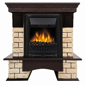 Каминокомплект Electrolux Forte Wood Classic с очагом EFP/P-1020LS камень коричневый, шпон темный дуб