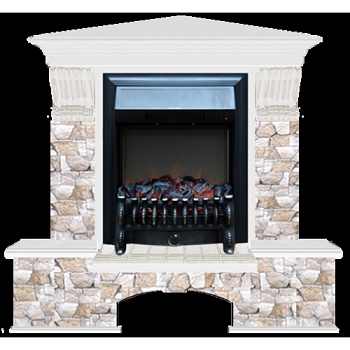 Каминокомплект Glenrich Бостон К угловой (Fobos black) белый