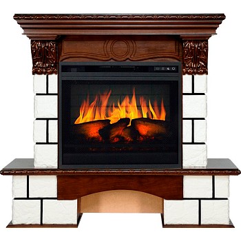 Каминокомплект Royal Flame  Pierre Luxe - Белый / Темный дуб с очагом Vision 23 EF LED 3D FX