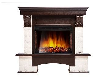 Каминокомплект Electrolux Forte 30S с очагом EFP/P-3320RLS камень белый, шпон дуб