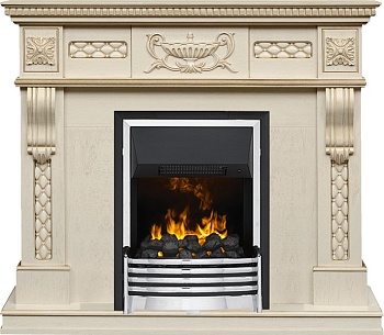 Каминокомплект Dimplex Corsica - Слоновая кость с патиной (Ширина 1100) с очагом Flagstaff
