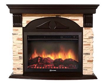 Каминокомплект Electrolux Torre 26/30S с очагом EFP/P-3020LS камень сланец натуральный, шпон темный дуб