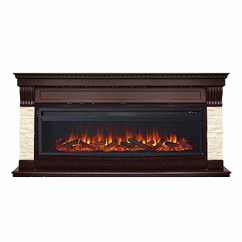 Каминокомплект Royal Flame  Denver - Темный дуб / Бежевый с очагом Vision 60 LOG LED