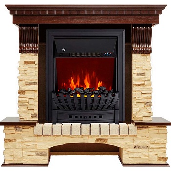 Каминокомплект Royal Flame  Pierre Luxe - Темный дуб / Сланец с очагом Aspen Black