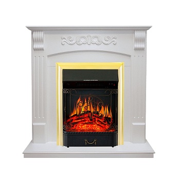 Каминокомплект Royal Flame  Sorrento угловой - Белый дуб с очагом Majestic FX Brass