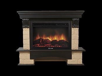 Портал Firelight Forte 30U (угловой) камень бежевый, шпон темный дуб