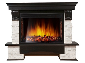 Каминокомплект Electrolux Pietra 30S с очагом EFP/P-3320RLS камень белый, шпон венге