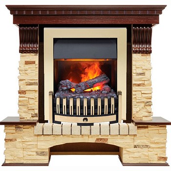 Каминокомплект Dimplex Pierre Luxe угловой - Темный дуб / Сланец (Высота 1005мм) с очагом Danville Brass FB2