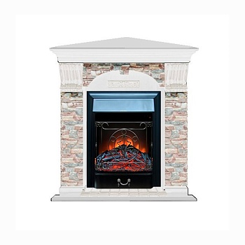 Каминокомплект Glenrich арочный угловой (Magestic black) белый