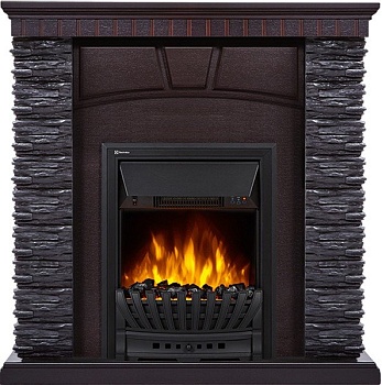 Каминокомплект Electrolux Porto Classic с очагом Classic EFP/P-1020LS камень черный, шпон венге