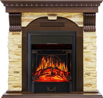 Каминокомплект Royal Flame  Dublin угловой - Темный дуб / Сланец с очагом Majestic FX Black