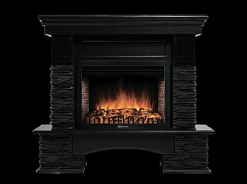 Портал Firelight Pietra Nuovo 30 камень сланец чёрный, шпон венге