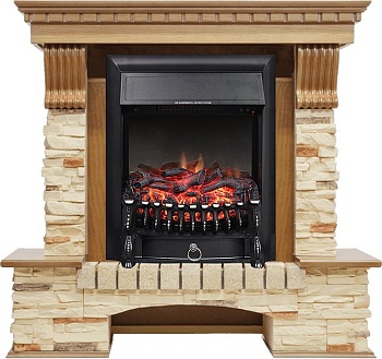 Каминокомплект Royal Flame  Pierre Luxe - Дуб / Сланец с очагом Fobos FX Black