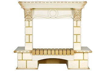 Портал Royal Flame  Pierre Luxe угловой - Шампань / Слонова кост с патиной