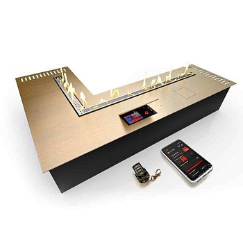 Автоматический биокамин ZeFire М 600x900 угловой латунный с ДУ