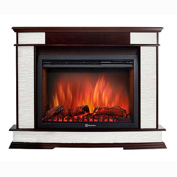 Каминокомплект Electrolux Scala 26/30 с очагом EFP/P-2620RLS камень сланец скалистый белый, шпон тёмный дуб