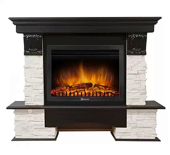 Каминокомплект Electrolux Pietra 25S с очагом EFP/P-2520LS камень слоновая кость, шпон тёмный дуб