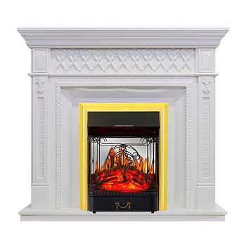Каминокомплект Royal Flame  Alexandria - Белый дуб с очагом Majestic FX M Brass