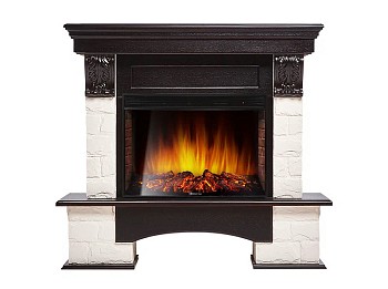 Каминокомплект Electrolux Forte 25S с очагом EFP/P-2720RLS камень белый, шпон венге