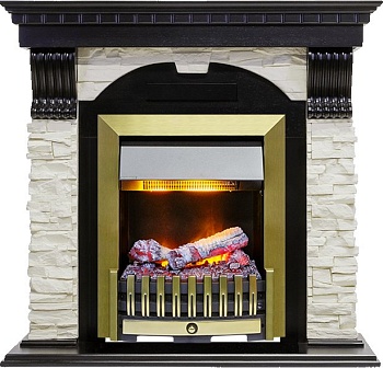Каминокомплект Dimplex Dublin - Венге / Сланец белый с очагом Danville Antique Brass FB2