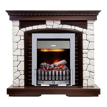 Каминокомплект Dimplex Glasgow - Темный дуб / Белый с очагом Danville Chrome FB2