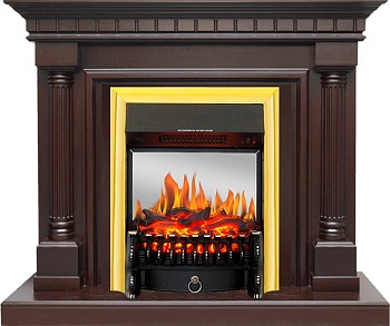 Каминокомплект Royal Flame  Dallas - Темный дуб с очагом Fobos FX M Brass