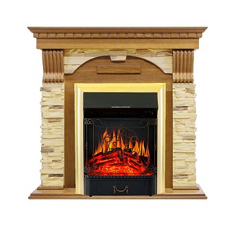 Каминокомплект Royal Flame  Dublin -  Дуб / Сланец с очагом Majestic FX Brass