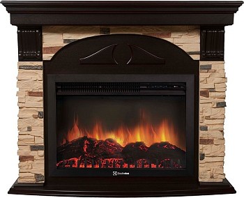 Каминокомплект Electrolux Torre 30S с очагом EFP/P-3020LS камень сланец натуральный, шпон темный дуб