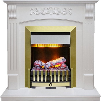 Каминокомплект Dimplex Sorrento угловой - Белый дуб с очагом Danville Antique Brass FB2