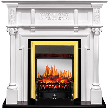 Каминокомплект Royal Flame  Oxford - Белый с очагом Fobos FX M Brass