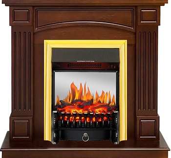 Каминокомплект Royal Flame  Boston - Темный дуб (Высота 92.5см) с очагом Fobos FX M Brass