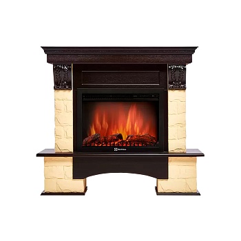 Каминокомплект Electrolux Forte 25S с очагом EFP/P-2520LS камень бежевый, шпон венге
