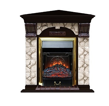 Каминокомплект Glenrich арочный угловой (Magestic brass) венге