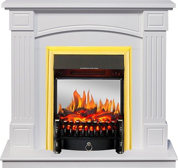 Каминокомплект Royal Flame  Boston - Белый (Высота 925см) с очагом Fobos FX M Brass