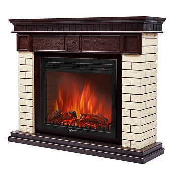 Каминокомплект Electrolux Bricks 30U (угловой) с очагом EFP/P-3320RLS камень бежевый, шпон темный дуб