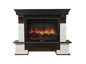 Каминокомплект Electrolux Pietra 26/30S с очагом EFP/P-2620RLS камень белый, шпон темный дуб