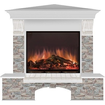 Каминокомплект Glenrich Бостон Arte 23 угловой беленый дуб