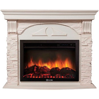 Каминокомплект Electrolux Torre 30U (угловой) с очагом EFP/P-3020LS камень белый, шпон белёный дуб