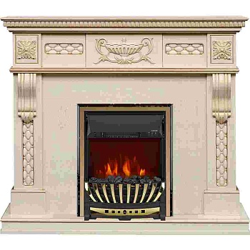Каминокомплект Royal Flame  Corsica - Слоновая кость с патиной (Ширина 1100) с очагом Aspen Gold