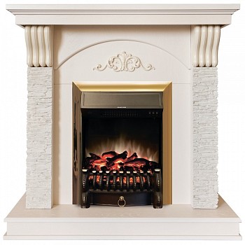 Электрокамин RealFlame  Corfino WT с очагом Fobos Lux Brass