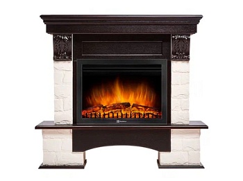 Каминокомплект Electrolux Pietra 25U (угловой) с очагом EFP/P-2720RLS камень белый, шпон венге