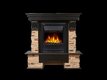 Портал Firelight Pietra Classic камень сланец натуральный, шпон темный дуб