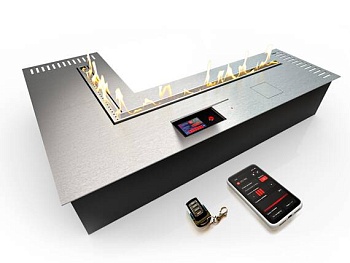 Автоматический биокамин ZeFire М 700x1000 угловой шлифованный с ДУ