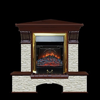 Каминокомплект Glenrich Бостон К угловой (Fobos brass) дуб